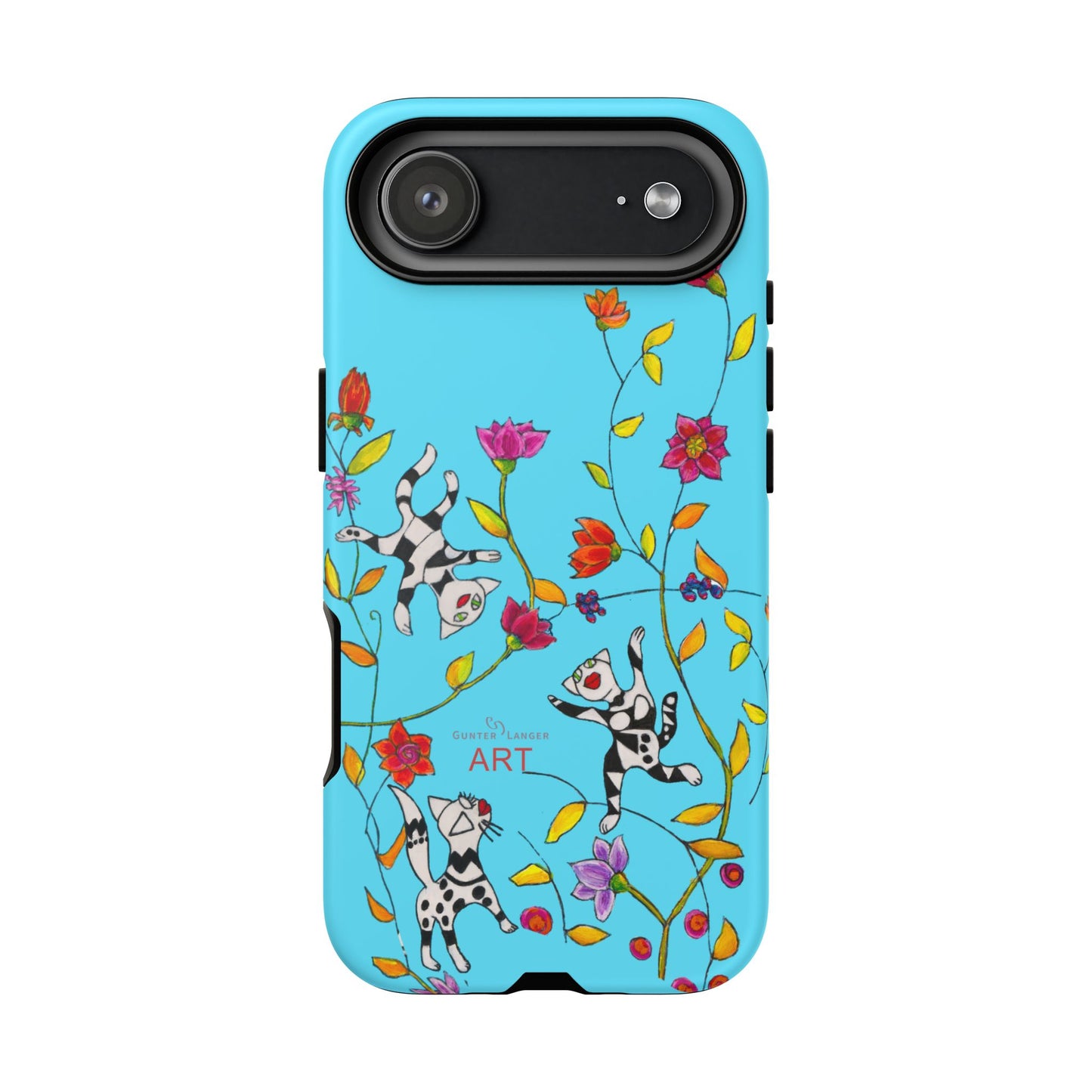 Tough Cases - iPhone - Motiv: Karierte Katzen, blau