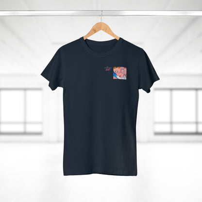 Single Jersey Women's T-shirt- dunkel - Motiv: Alva, Ausschnitt, H 6,5 cm