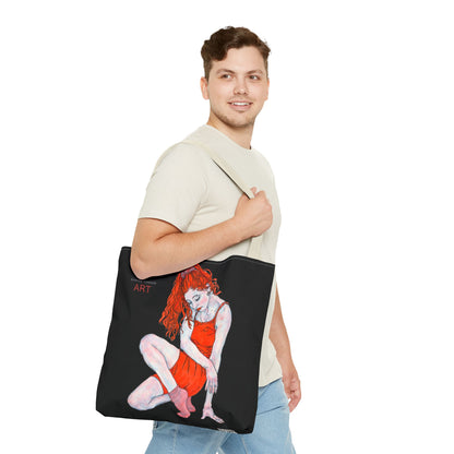 Tote Bag (AOP) - Motiv: Front Julia & Rückseite Julia, 41,44cm Schwarz
