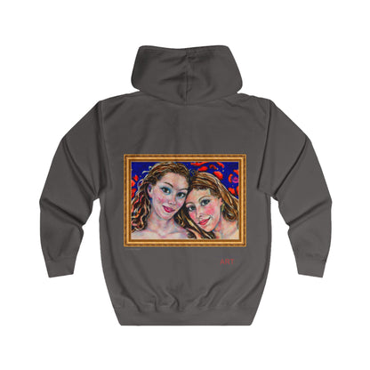 Unisex Full Zip Hoodie - Motiv: Front Augen & Rückseite Freundinnen, H 29,5 cm