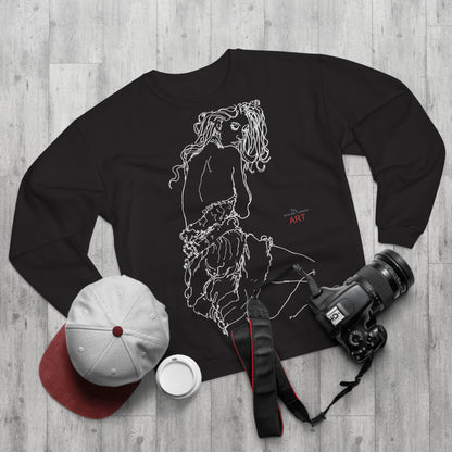 Unisex Crew Neck Sweatshirt (EU) - Motiv: Front Giselle, H 49 cm & Rückseite Giselle,  H 49 cm (weiß)