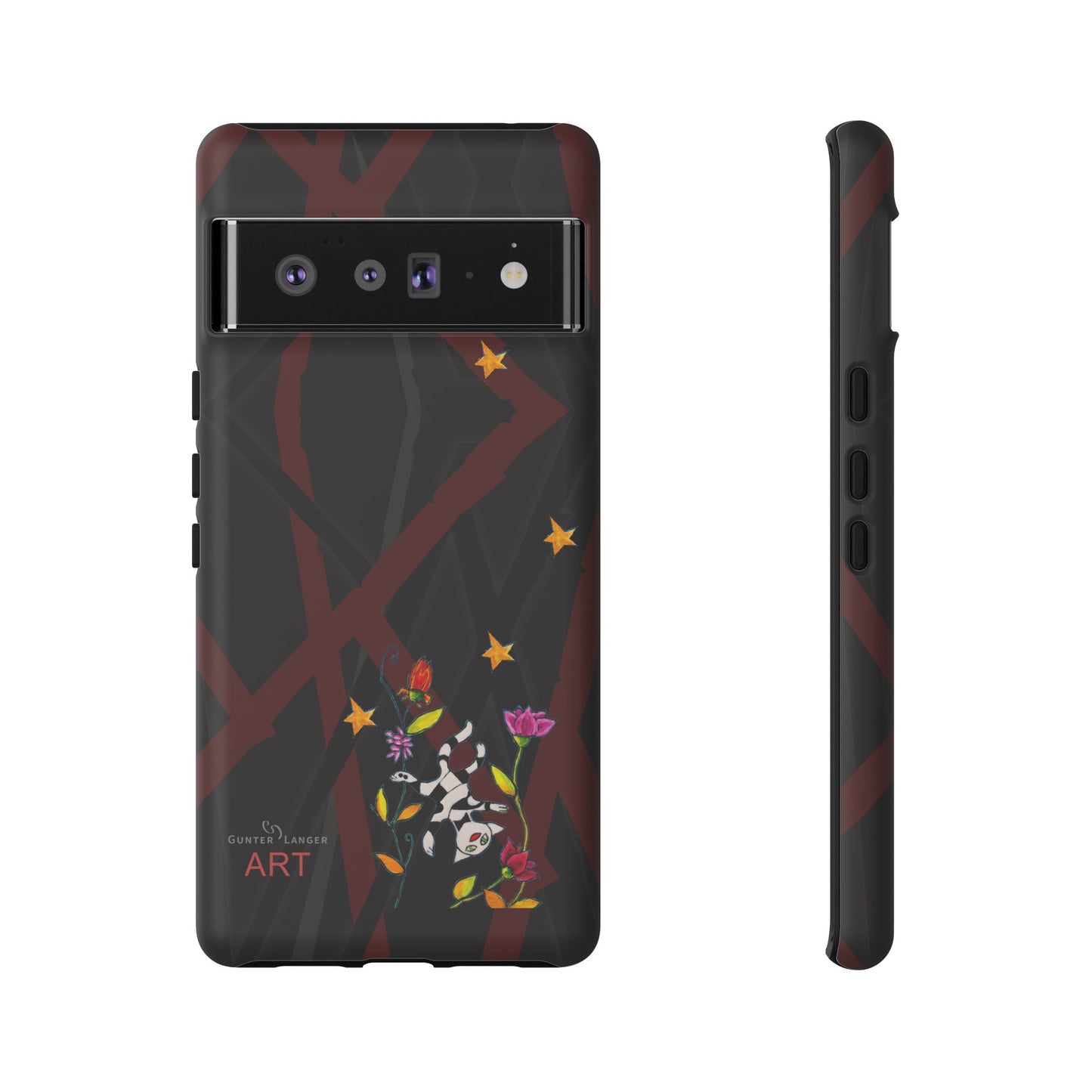 Tough Cases - Google Pixel - Samsung Galaxy - Motiv: Katze schwebt und Ranken, H 5,26 cm, Mikado3