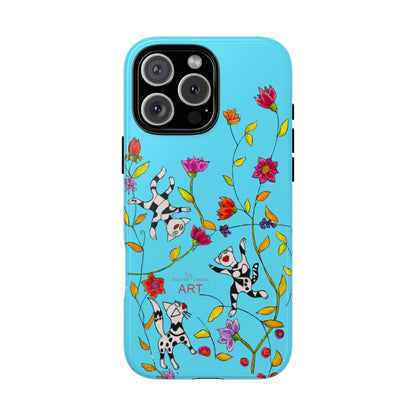 Tough Cases - iPhone - Motiv: Karierte Katzen, blau