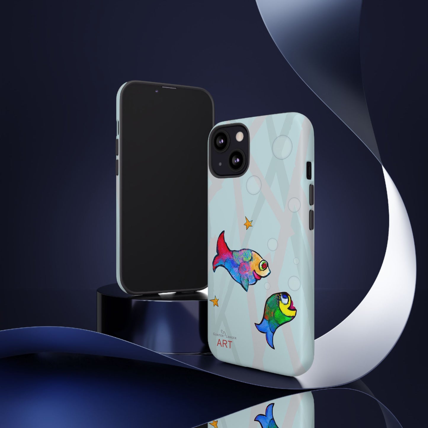 Tough Cases - iPhone - Motiv: "Fische", Mikado blau