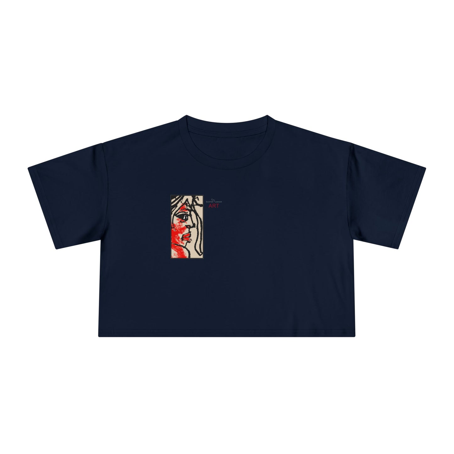 Women's Crop Tee  - Motiv: Front Ria (Ausschnitt H 13,5 cm), & Rückseite Ria, H 24,8 cm