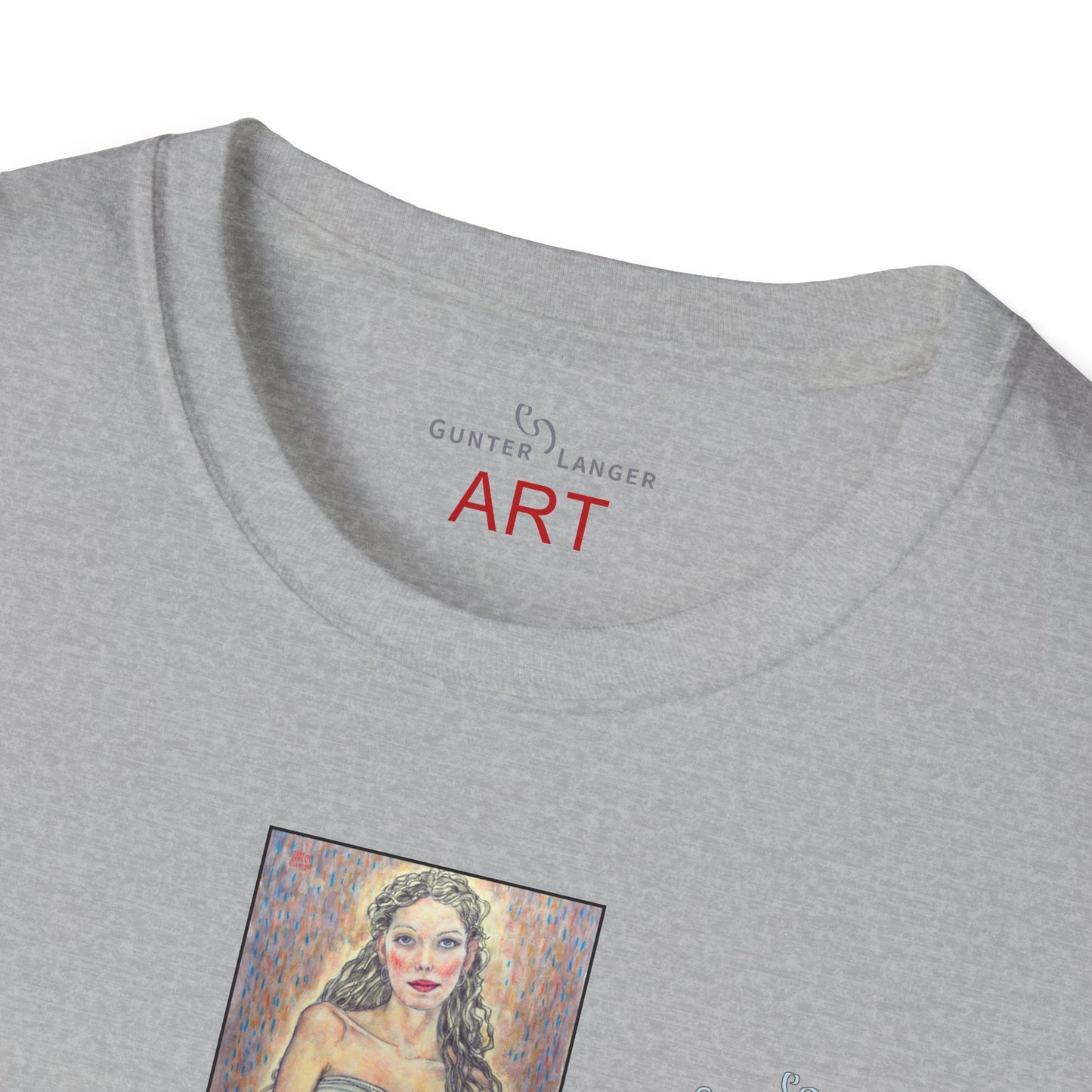 Unisex Softstyle T-Shirt - Motiv: Front Marie, H25 cm & Rückseite Marie, H 49 cm, Neck Label