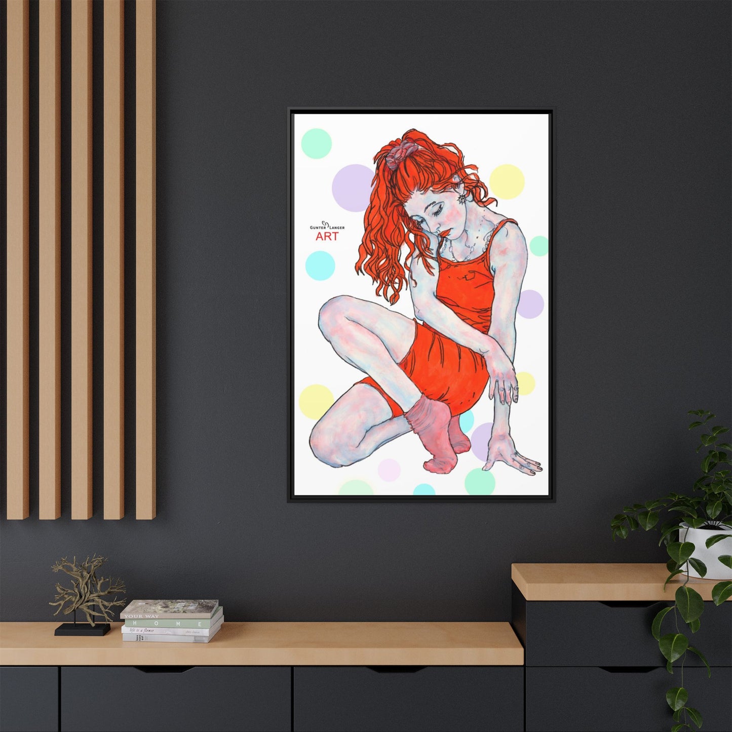 Matte Canvas, Framed (Multi-color) - Motiv:  Julia, Farbkreise, Format groß, H 91,4 bis 152,4 cm