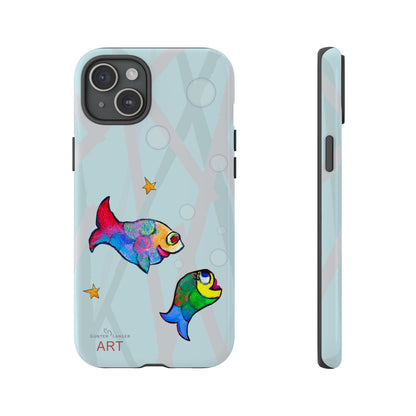 Tough Cases - iPhone - Motiv: "Fische", Mikado blau