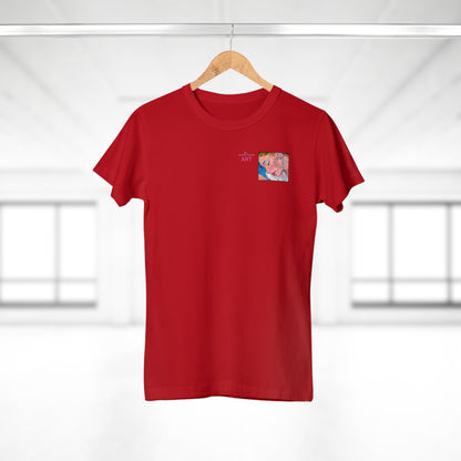 Single Jersey Women's T-shirt- dunkel - Motiv: Alva, Ausschnitt, H 6,5 cm