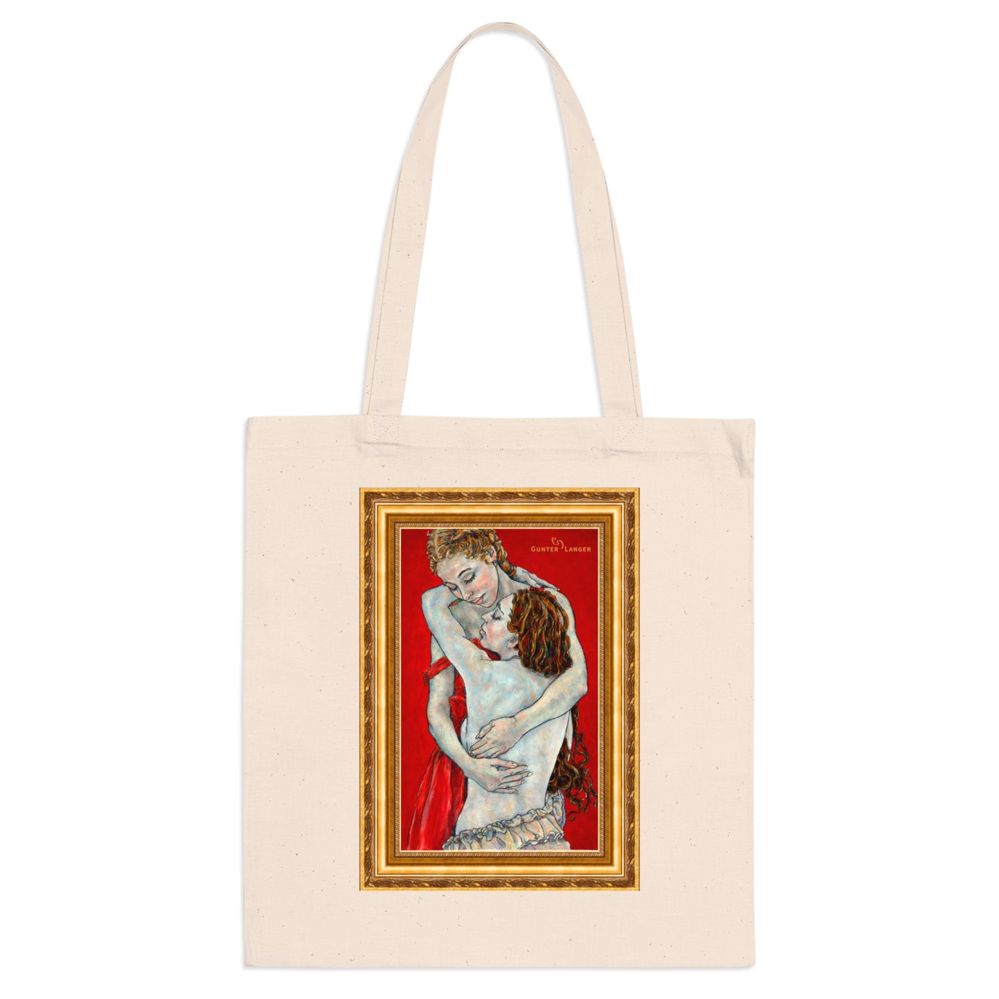 Tote Bag - Mutter und Tochter - Motiv: Nähe (gerahmt), einseitig bedruckt, H 30,5 cm