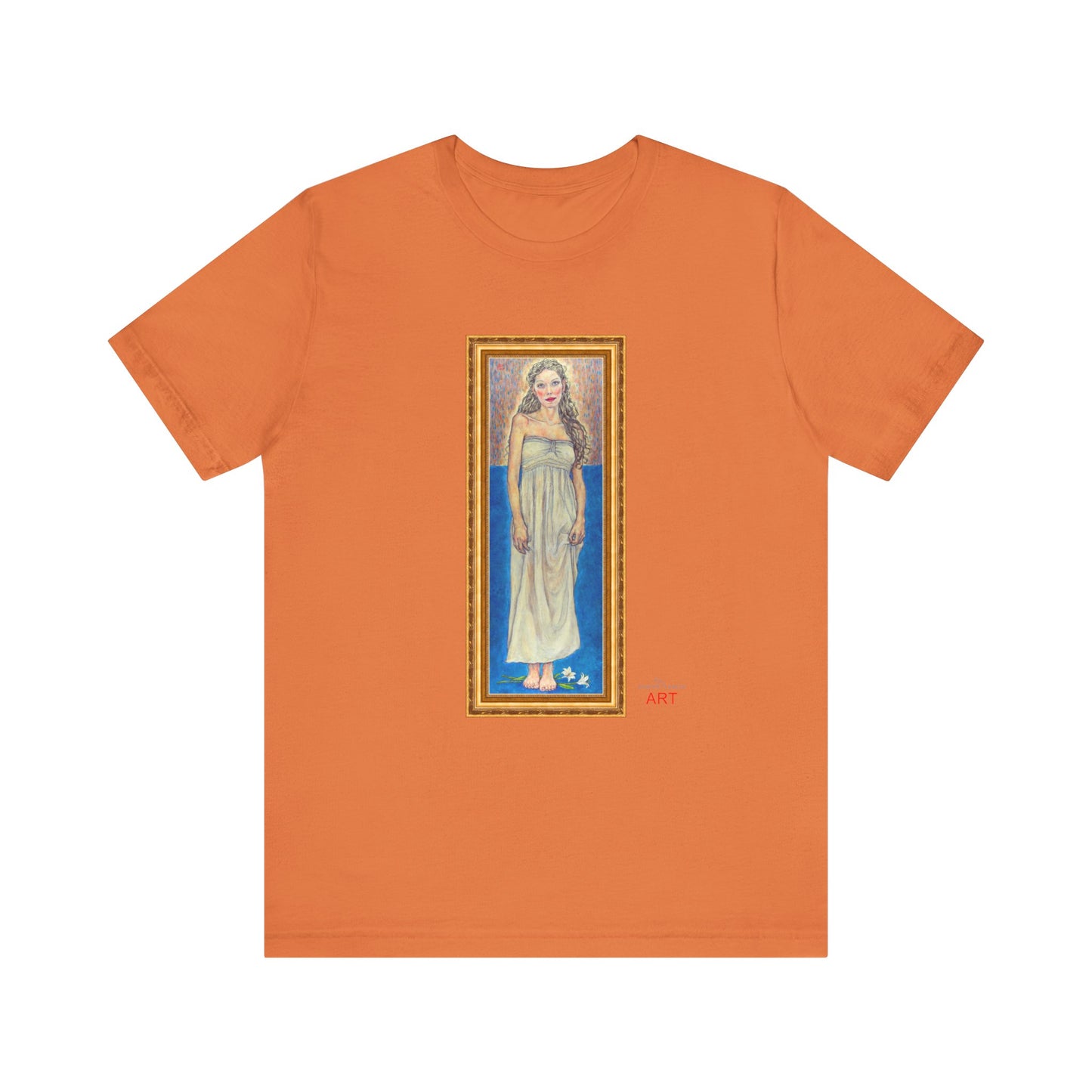 Unisex Jersey Short Sleeve Tee - Motiv: Front Marie, H 35,5 cm Goldrahmen