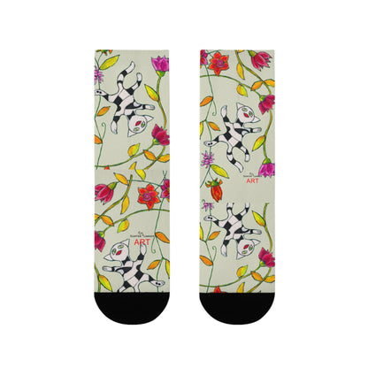 Sublimation Crew Socks (EU) - Motiv: Katze fliegt durch Ranken M