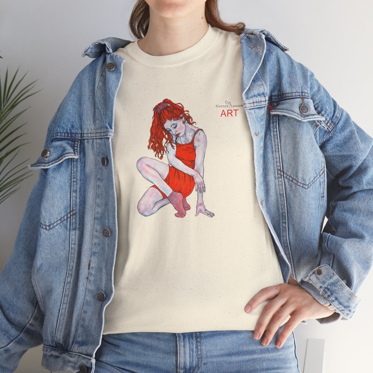 Unisex Heavy Cotton Tee - Motiv:  Front Julia, H25 cm & Rückseite Julia, H 49 cm