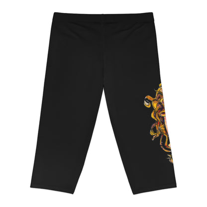 Women's Capri Leggings (AOP) -  Motiv:  Antonietta, schwarz, 3