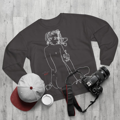 Unisex Crew Neck Sweatshirt (EU) - Motiv: Front Emilia & Rückseite Emilia, (Weiß) H 48 cm