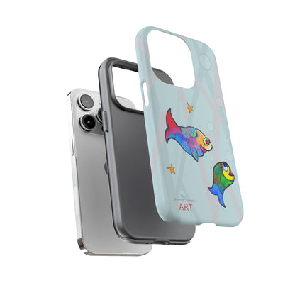 Tough Cases - iPhone - Motiv: "Fische", Mikado blau