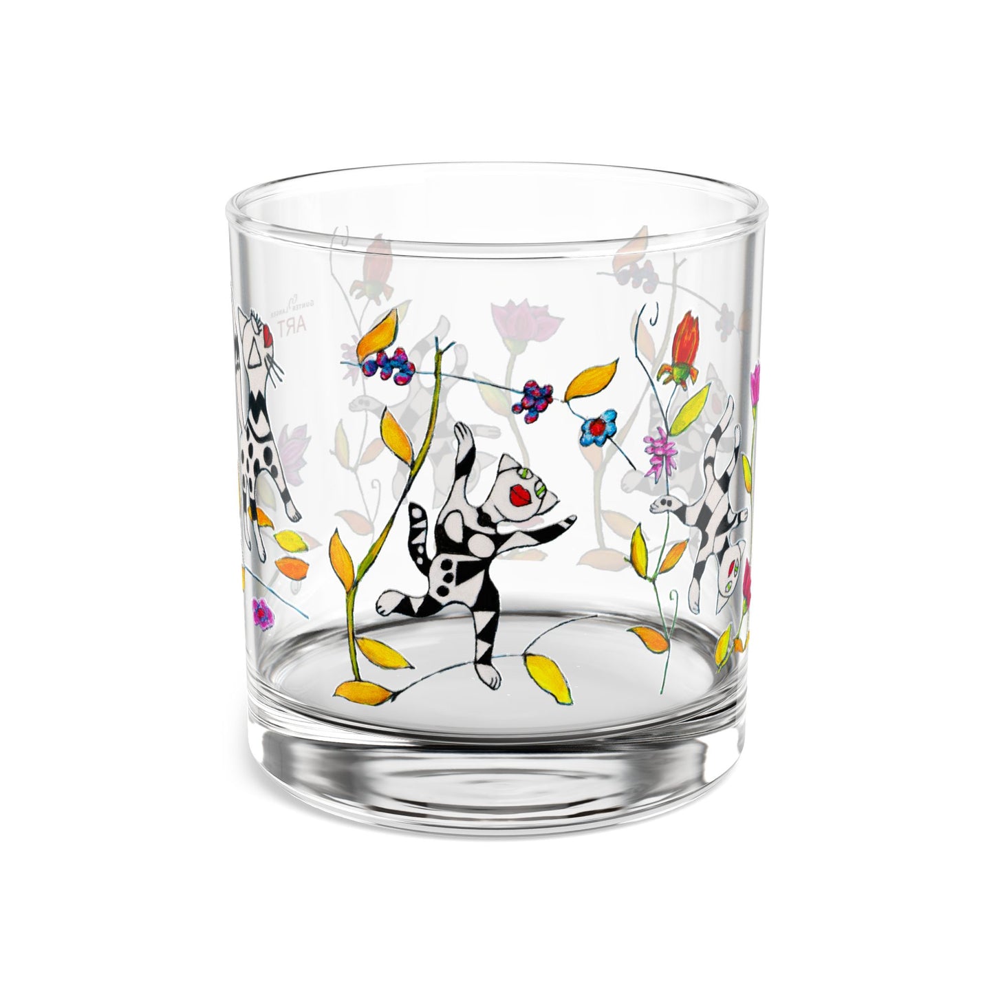 Rocks Glass, 10oz - Motiv: 5 Katzen