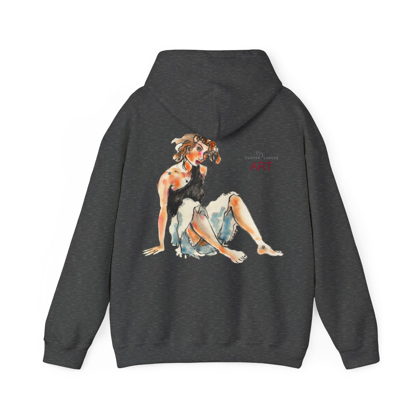 Unisex Heavy Blend™ Hooded Sweatshirt - Motiv Frontseite "Rosa", H 28 cm & Rückseite "Rosa", H 34 cm