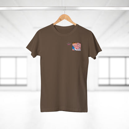 Single Jersey Women's T-shirt- dunkel - Motiv: Alva, Ausschnitt, H 6,5 cm