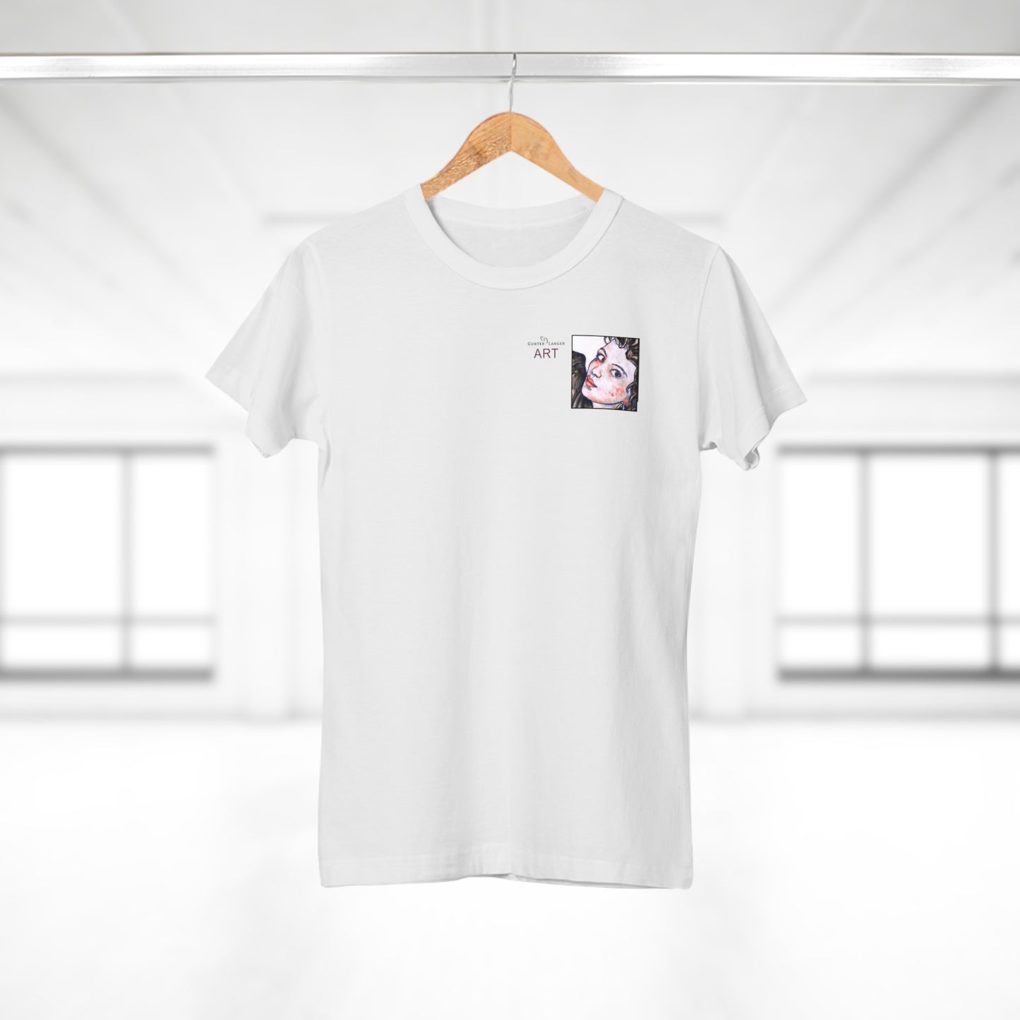 Single Jersey Women's T-shirt - hell - Motiv: Annette, Ausschnitt, H 7,5 cm