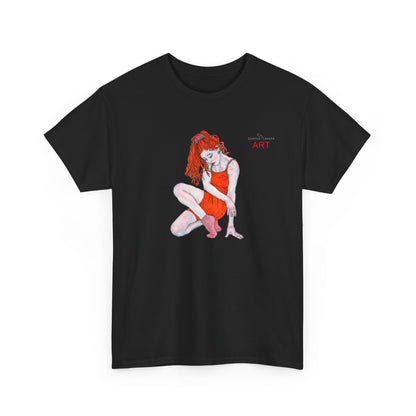Unisex Heavy Cotton Tee - Motiv:  Front Julia, H25 cm & Rückseite Julia, H 49 cm