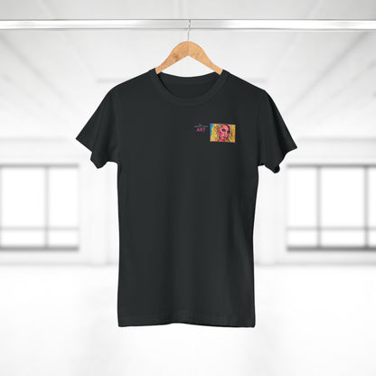 Single Jersey Women's T-shirt- dunkel - Motiv: Maria, Ausschnitt, H 5 cm