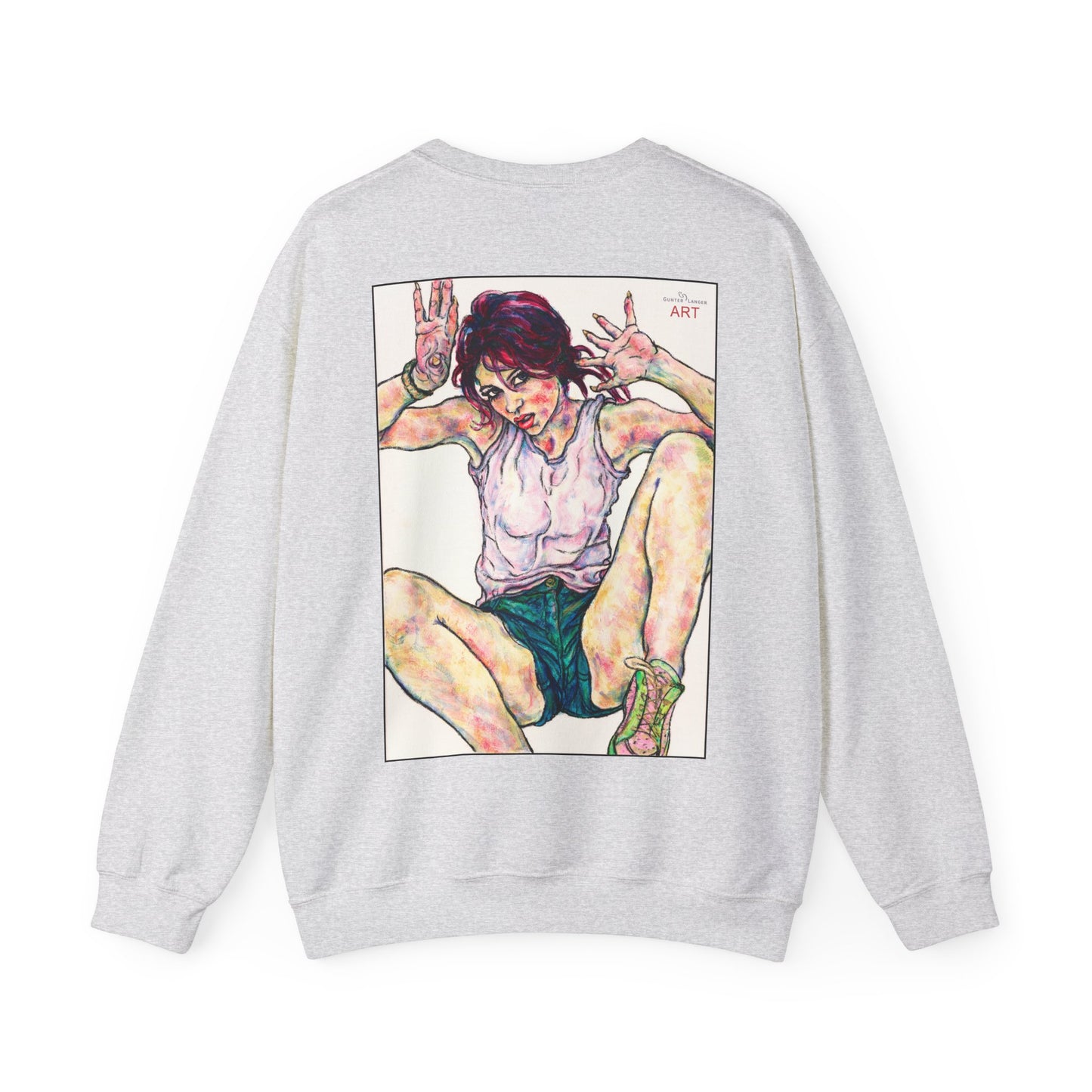 Unisex Heavy Blend™ Crewneck Sweatshirt - Motiv: Front Siegesgöttin, H12 cm (klein) & Rückseite Siegesgöttin, H43 cm