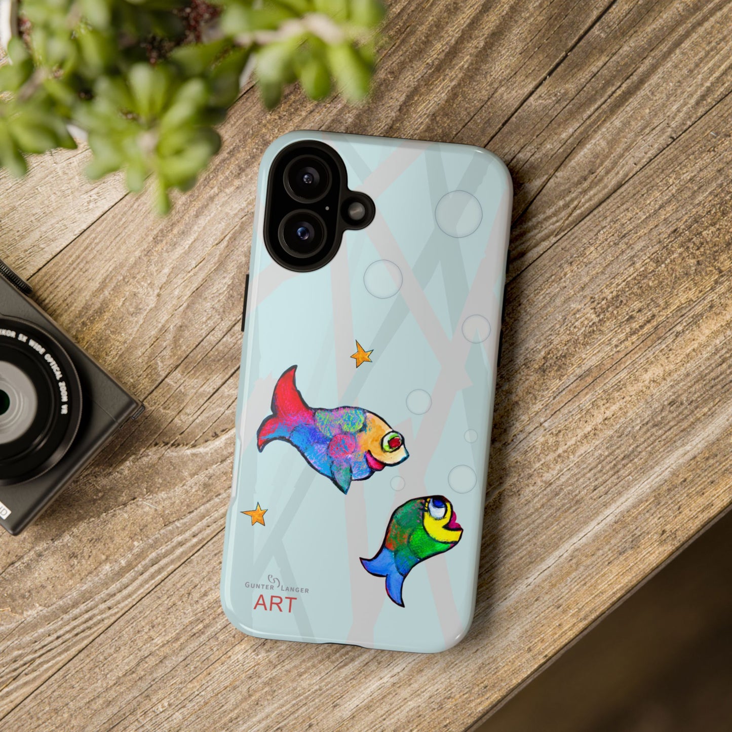 Tough Cases - iPhone - Motiv: "Fische", Mikado blau