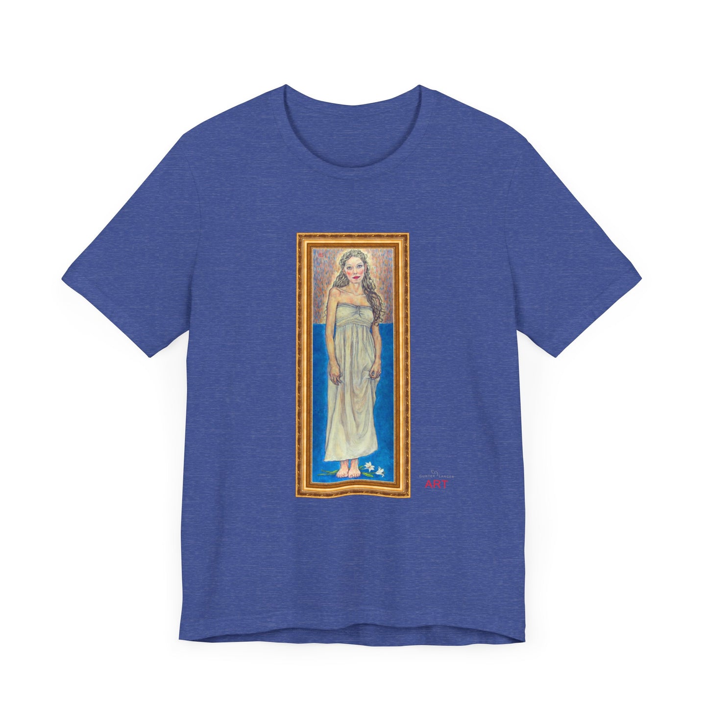 Unisex Jersey Short Sleeve Tee - Motiv: Front Marie, H 35,5 cm Goldrahmen