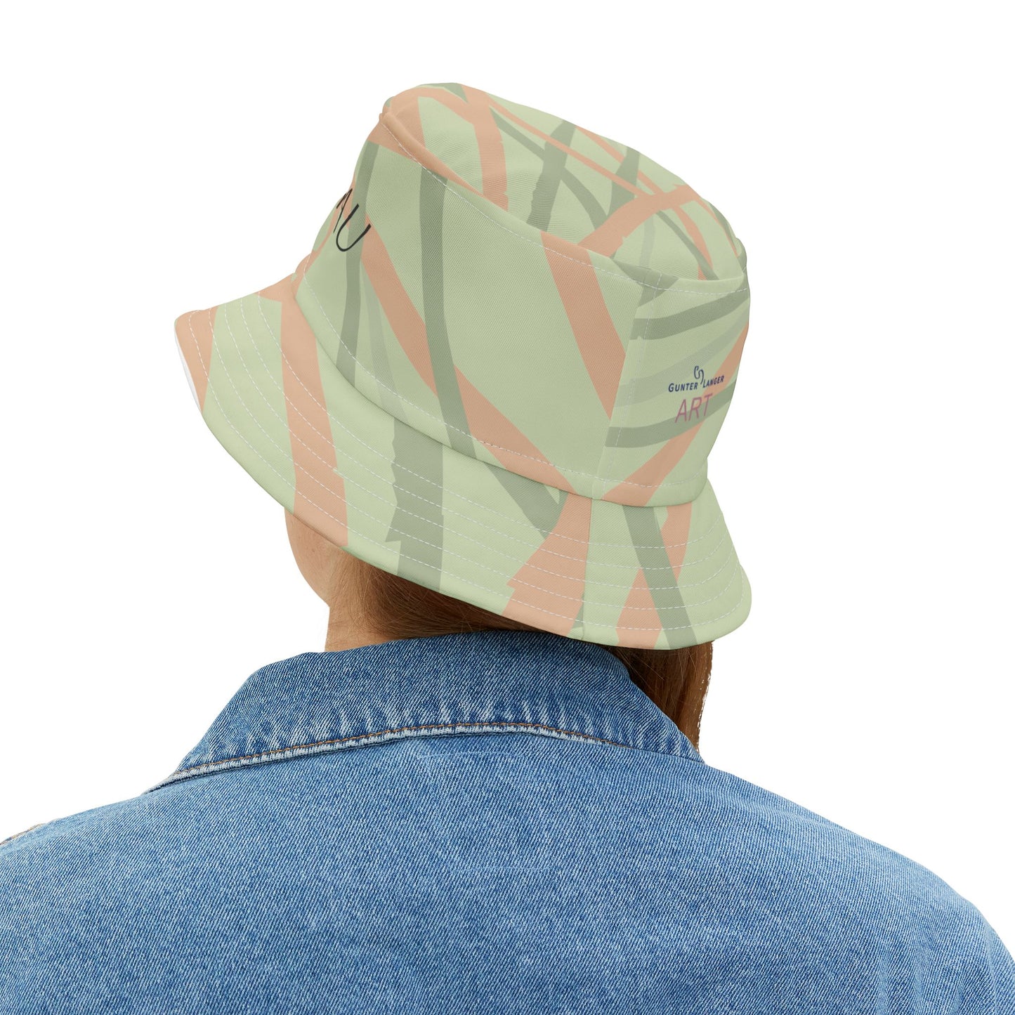 Bucket Hat (AOP) - Motiv: Miau, Mikado hellgrün