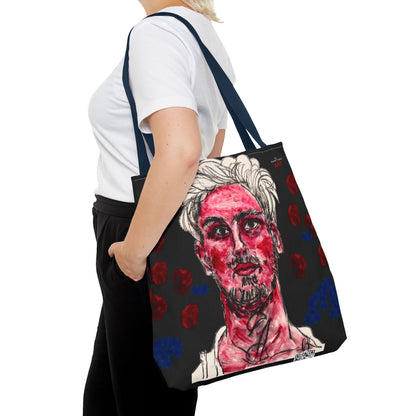 Tote Bag (AOP) - Motiv: Florian rote und blaue Punkte auf schwarz