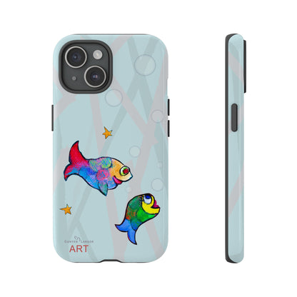 Tough Cases - iPhone - Motiv: "Fische", Mikado blau