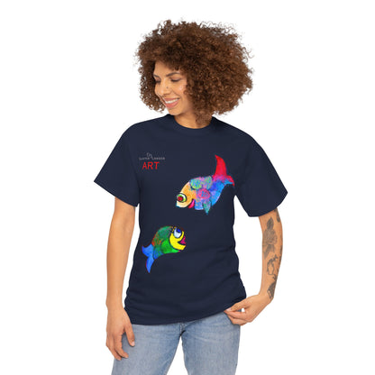 Unisex Heavy Cotton Tee - Motiv: Front Zwei Fische zueinander
