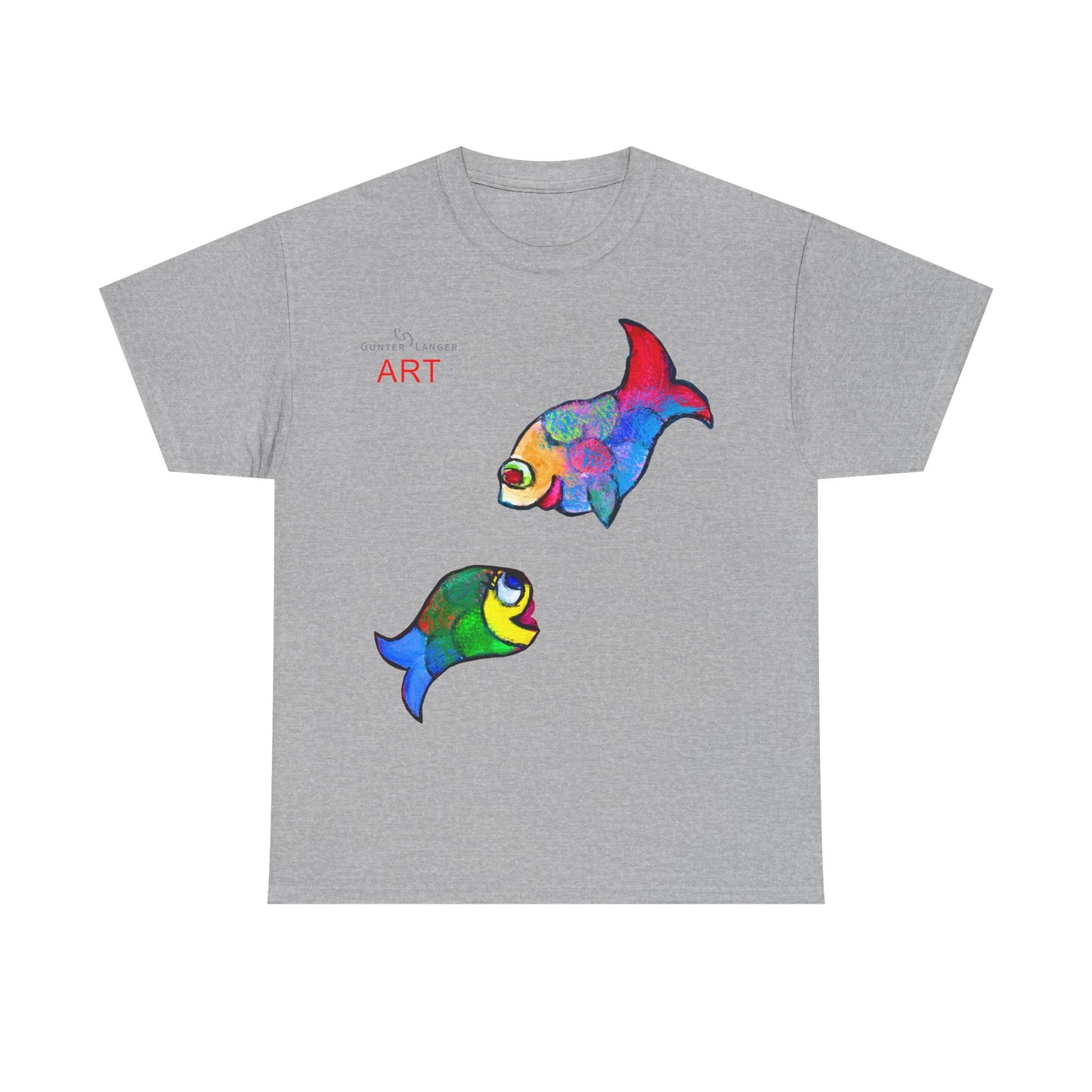 Unisex Heavy Cotton Tee - Motiv: Front Zwei Fische zueinander