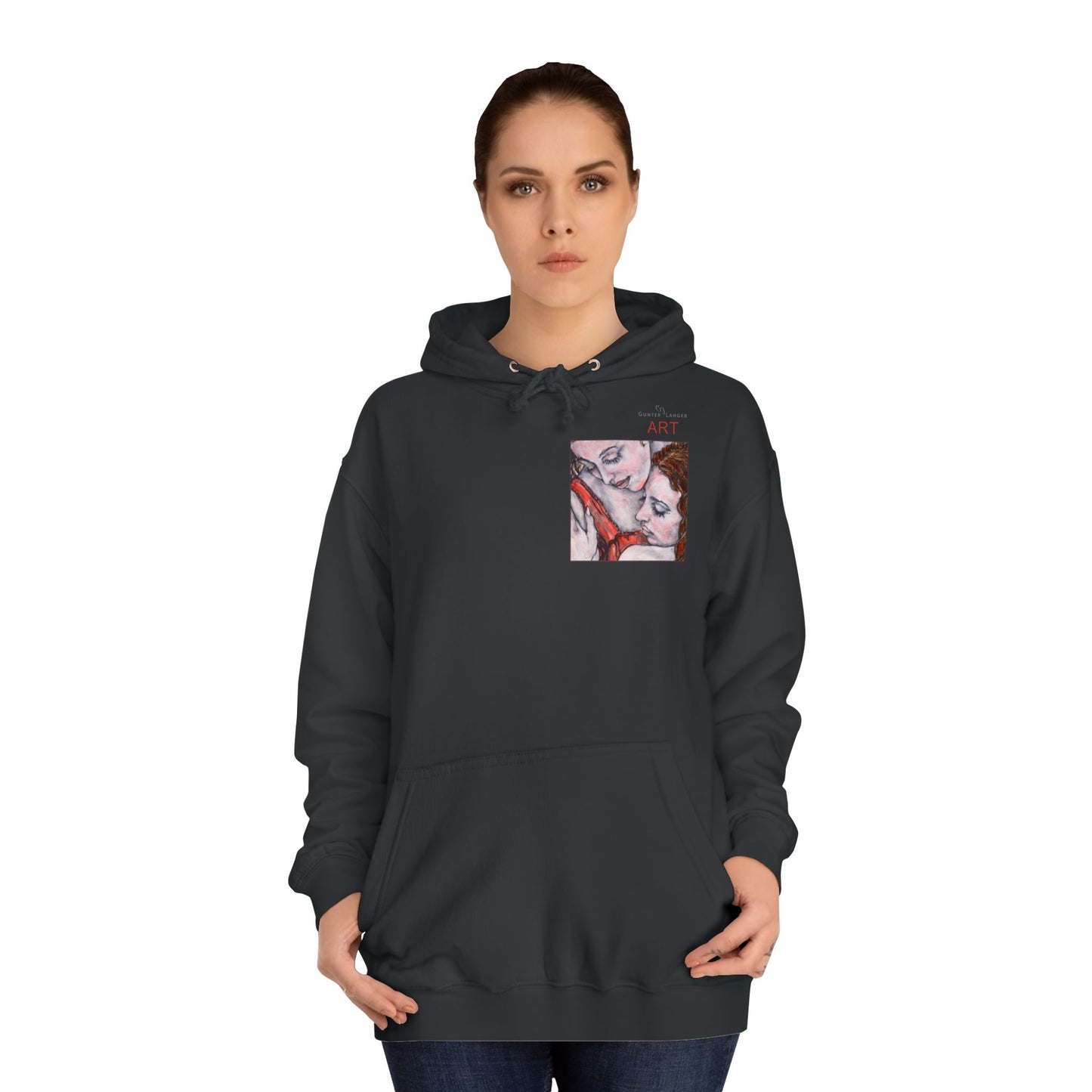 Unisex College Hoodie - Motiv: Front Bei dir & Rückseite Bei dir (gerahmt)