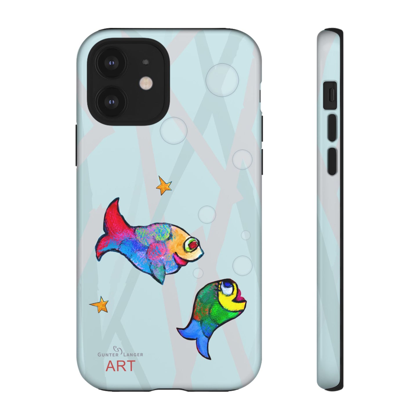 Tough Cases - iPhone - Motiv: "Fische", Mikado blau