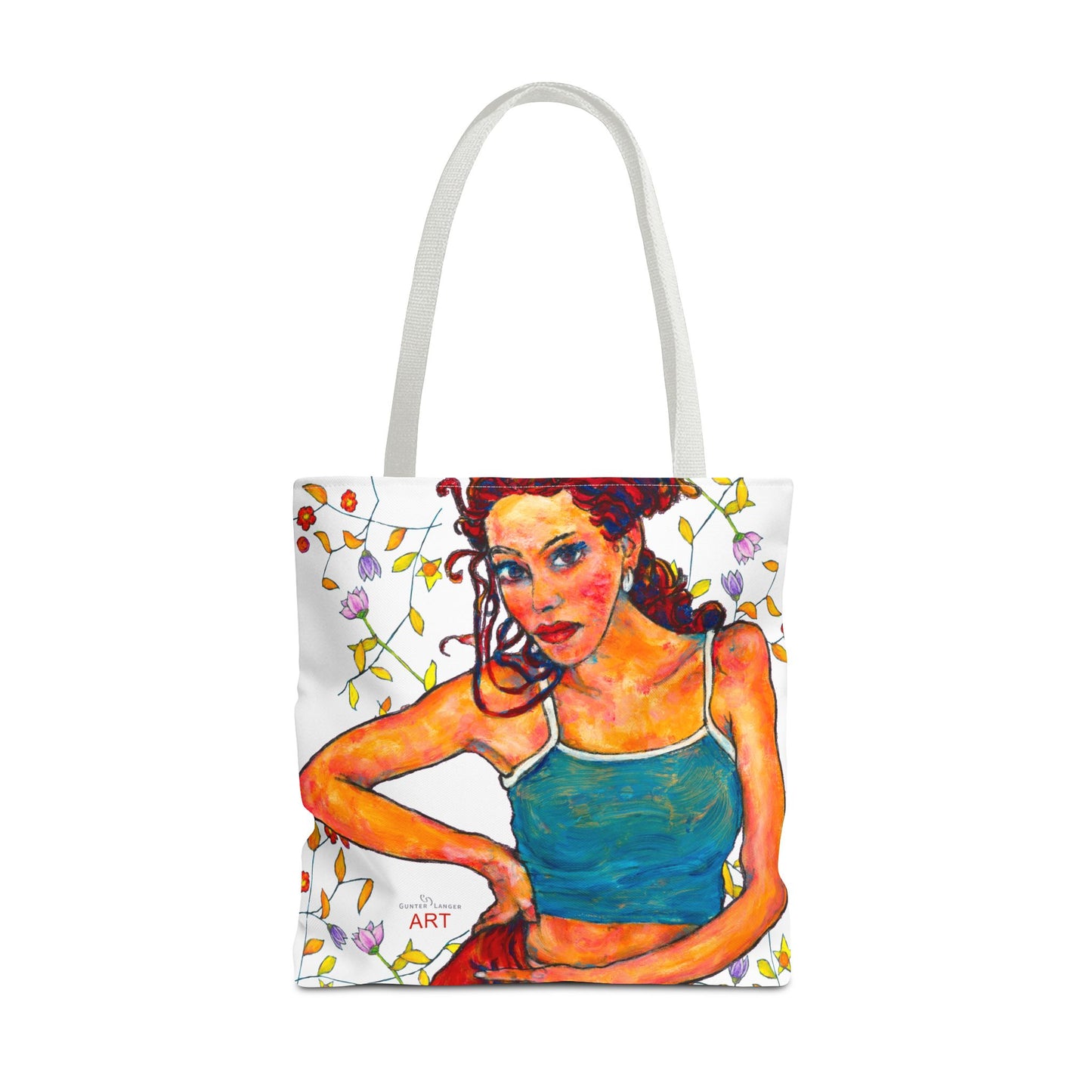 Tote Bag (AOP) -  Motiv: Lea, Weiß Ranken