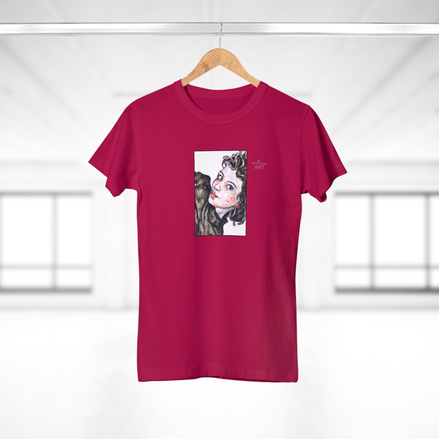 Single Jersey Women's T-shirt - dunkel - Motiv: Front Annette, H 20 cm & Rückseite Annette, H 35,56 cm