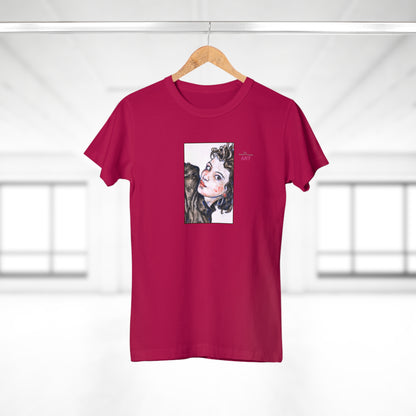 Single Jersey Women's T-shirt - dunkel - Motiv: Front Annette, H 20 cm & Rückseite Annette, H 35,56 cm