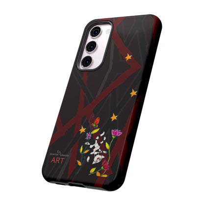 Tough Cases - Google Pixel - Samsung Galaxy - Motiv: Katze schwebt und Ranken, H 5,26 cm, Mikado3
