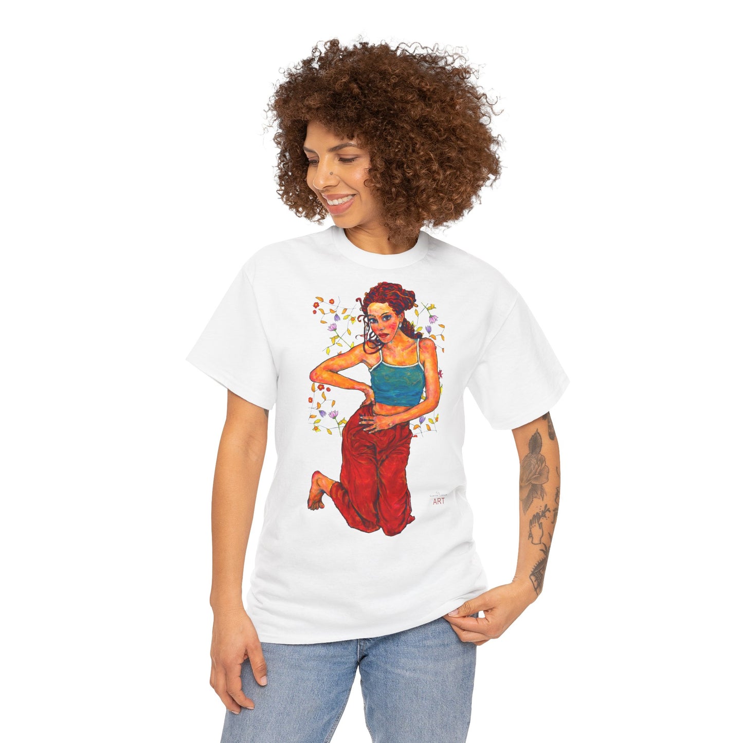Unisex Heavy Cotton Tee - Motiv: Motiv Lea, Ranken, 49cm, Neck Label