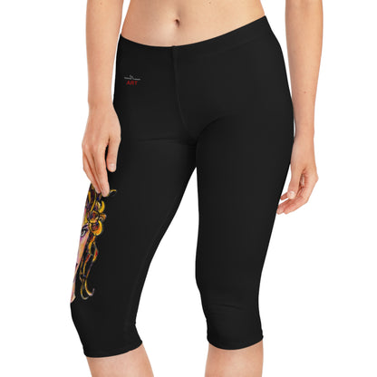 Women's Capri Leggings (AOP) -  Motiv:  Antonietta, schwarz, 2