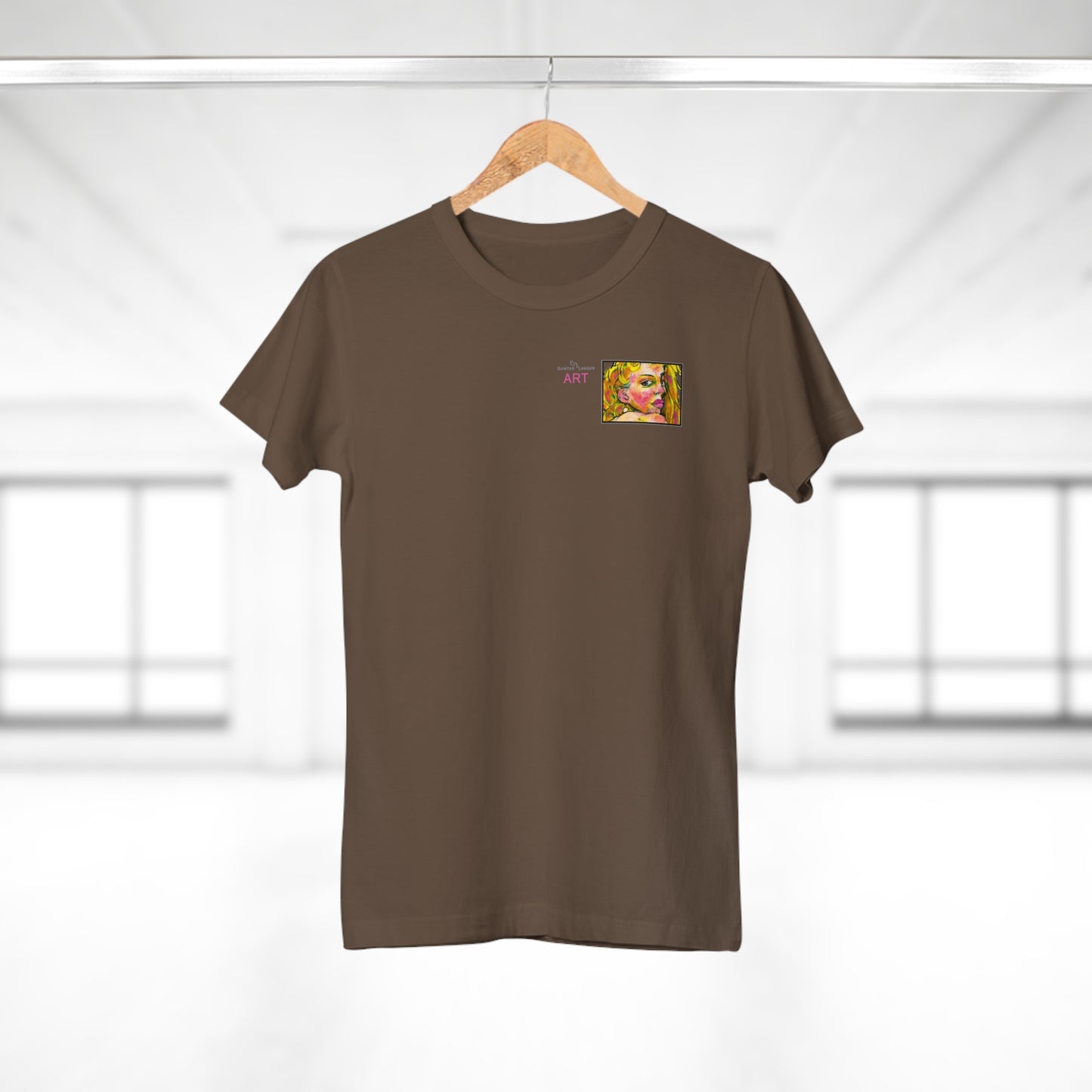 Single Jersey Women's T-shirt - dunkel - Motiv: Romina, Ausschnitt, H 6 cm