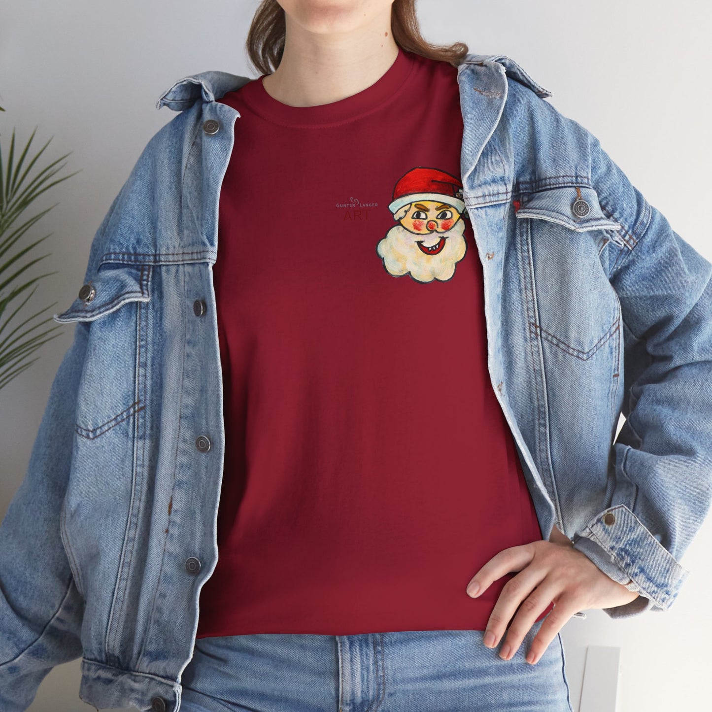 Unisex Heavy Cotton Tee - Motiv: Weihnachtsmann, H 13 cm