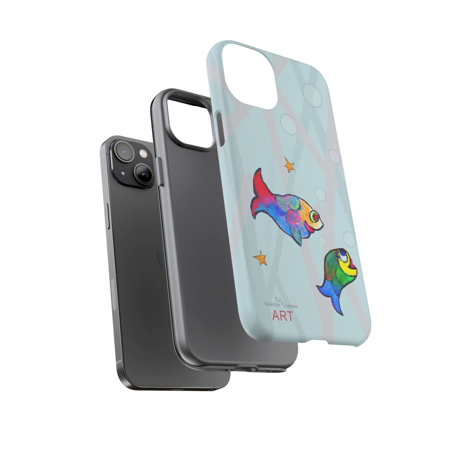Tough Cases - iPhone - Motiv: "Fische", Mikado blau