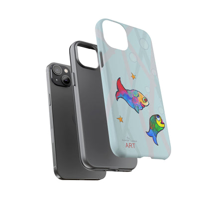 Tough Cases - iPhone - Motiv: "Fische", Mikado blau