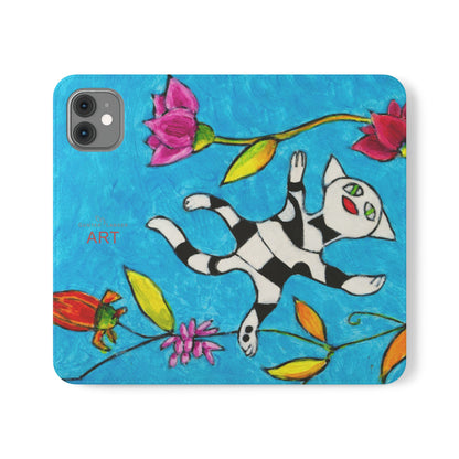 Flip Cases - Motiv: Gescheckte Katze schwebt