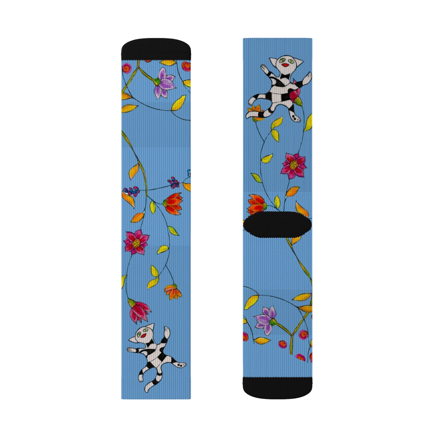 Sublimation Socks - Motiv: Katzen und Ranken