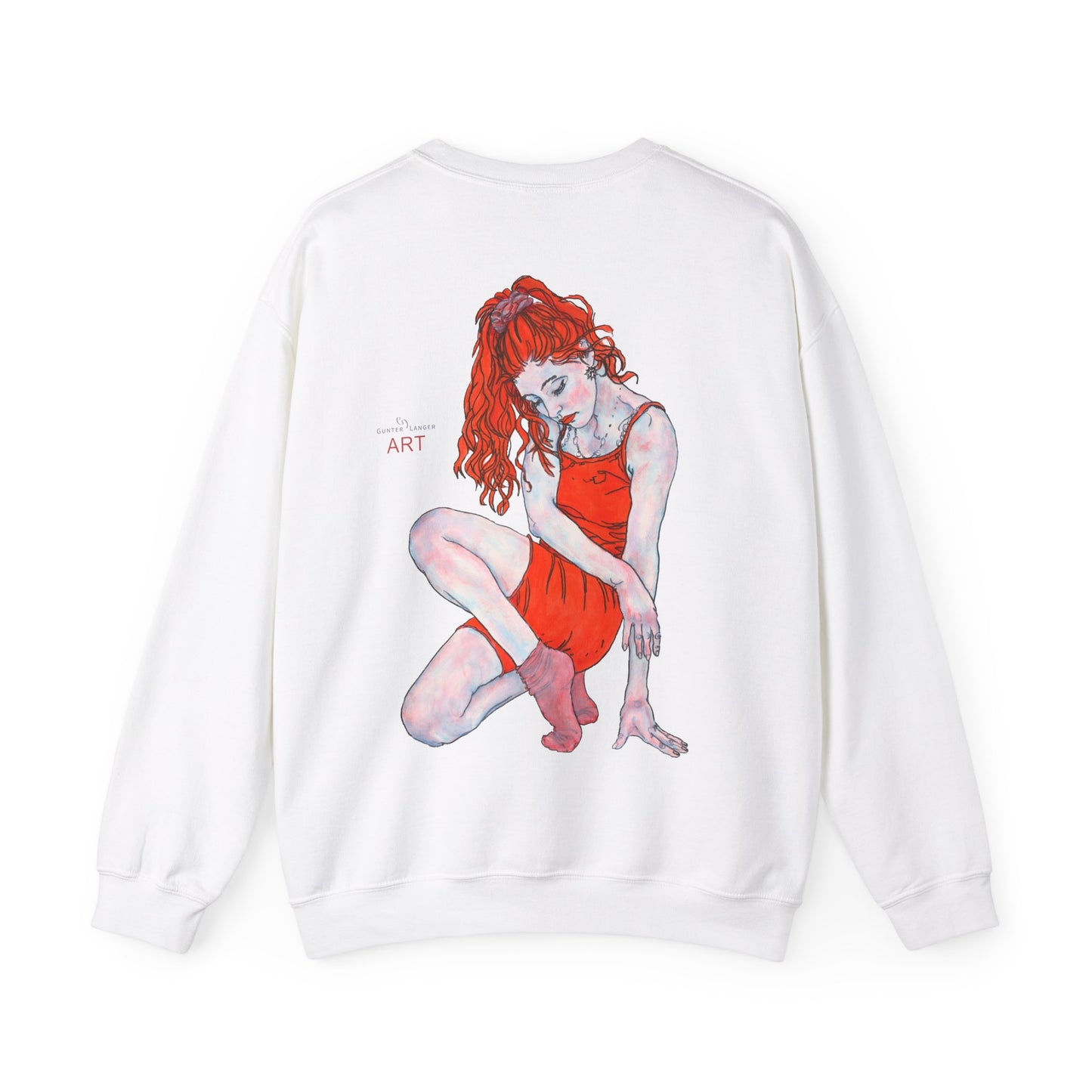 Unisex Heavy Blend™ Crewneck Sweatshirt - Motiv: Front Julia (Ausschnitt, 21,5 cm) & Rückseite Julia, H 43 cm
