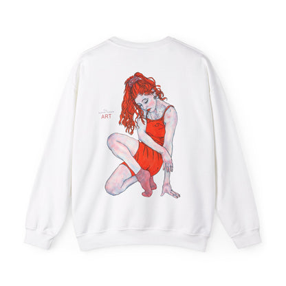 Unisex Heavy Blend™ Crewneck Sweatshirt - Motiv: Front Julia (Ausschnitt, 21,5 cm) & Rückseite Julia, H 43 cm